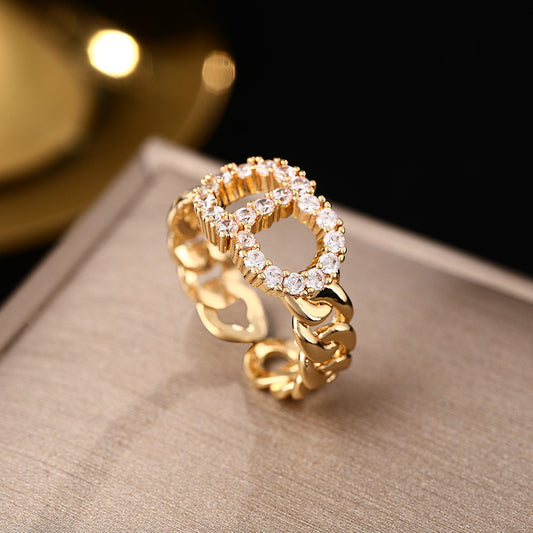 Cross-border hot sale letter rings female personality ins Internet celebrity same rings fashion design sense versatile jewelry