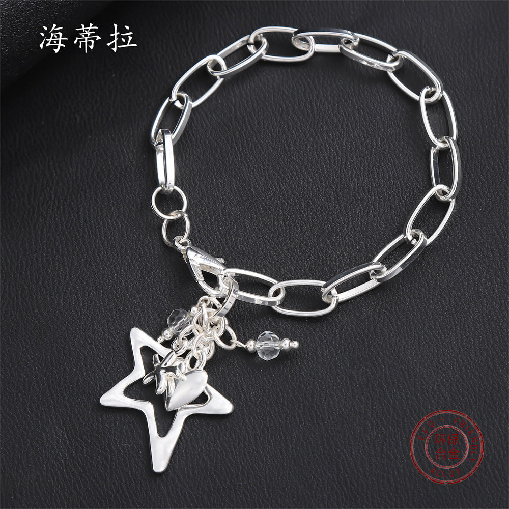 New creative thick chain love star multi-accessory bracelet cute five-pointed star pendant couple bracelet
