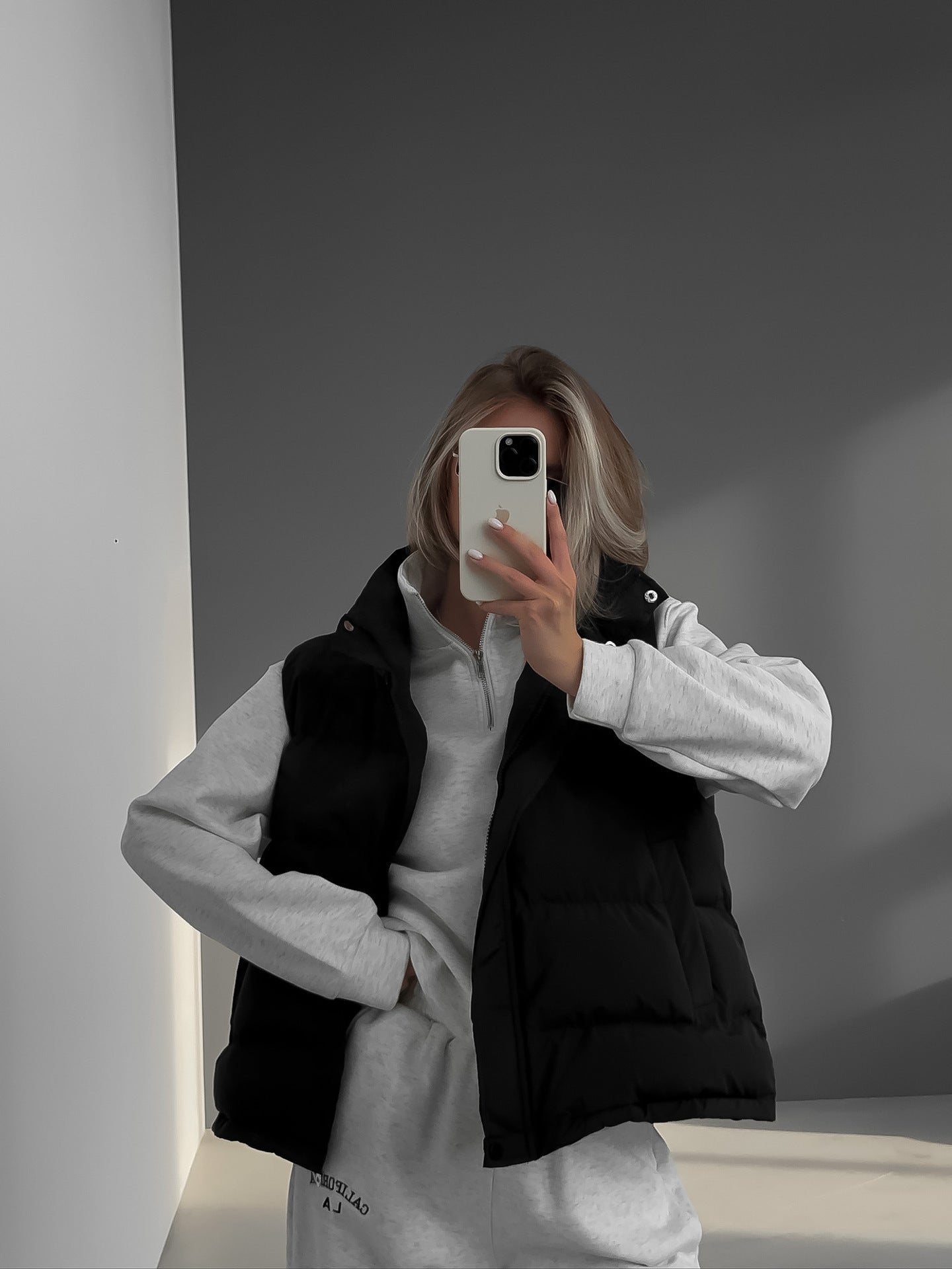cotton clothes, vests, European and American autumn and winter new trendy babes, sleeveless hooded down cotton jackets