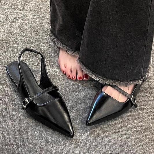 Flat bottom versatile bag head sandals women's shoes  new Mary Jane with skirt pointed temperament niche single beanie shoes