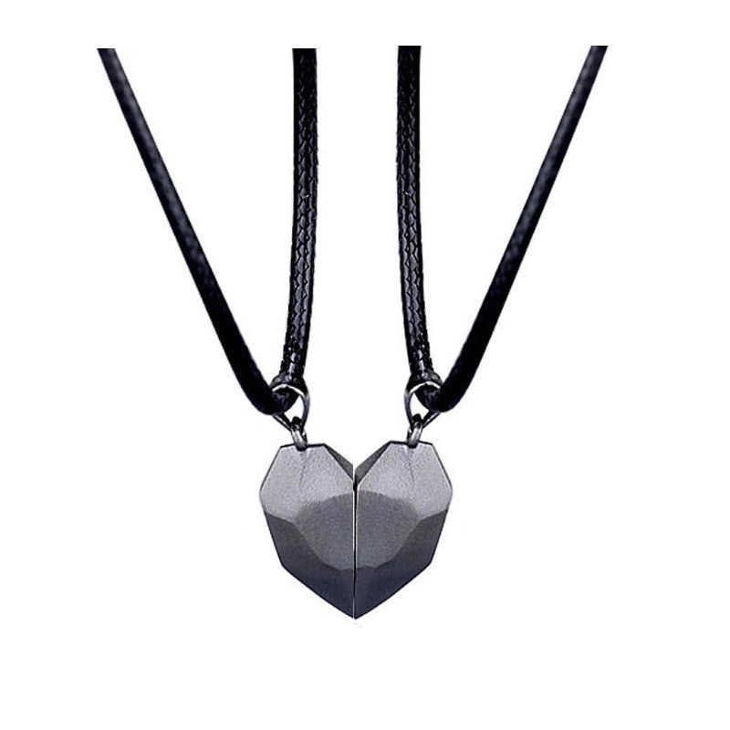 Dragon and Explosive Couple Love Item Magnet Necklace, Wishing Stone Pendant Heartbreak Clavicle Chain Heart Necklace