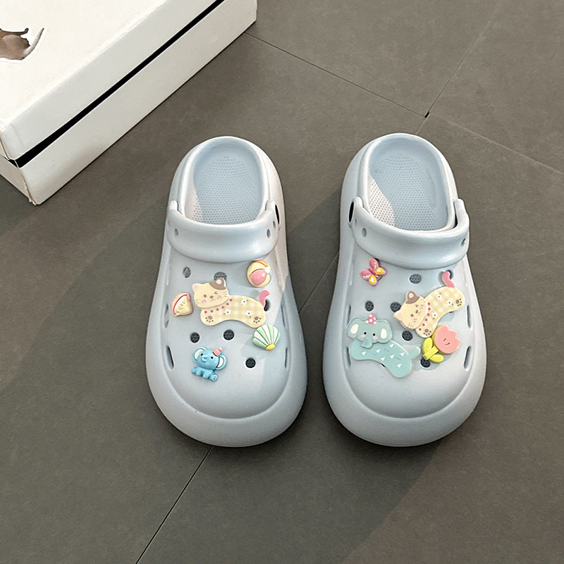 kitty cat hole shoes women's  summer new thick-soled heightened non-slip beach bag head slippers