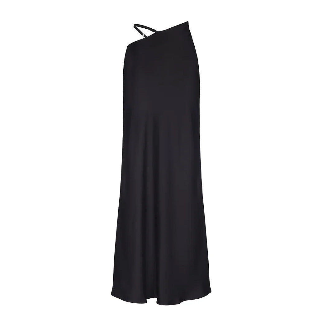 Solid color long skirt, European, American spring and summer new comfortable and soft temperament slim skirt women  dress