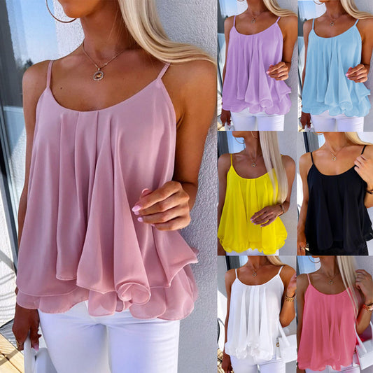 European and American cross-border  summer new fashion ins suspender loose top small vest women's clothing