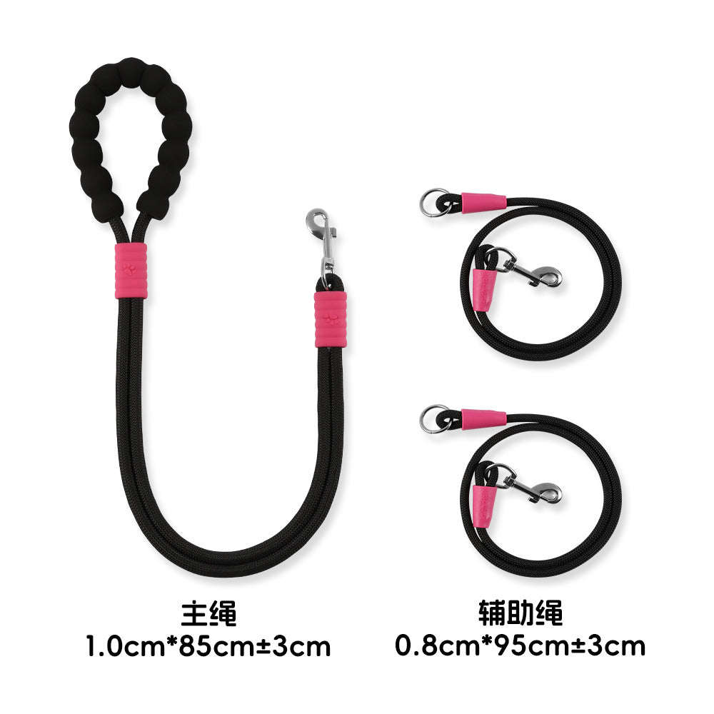 Dog leash, crossbody cloud bubble foam grip contrasting color P rope, puppy out pet walking dog rope