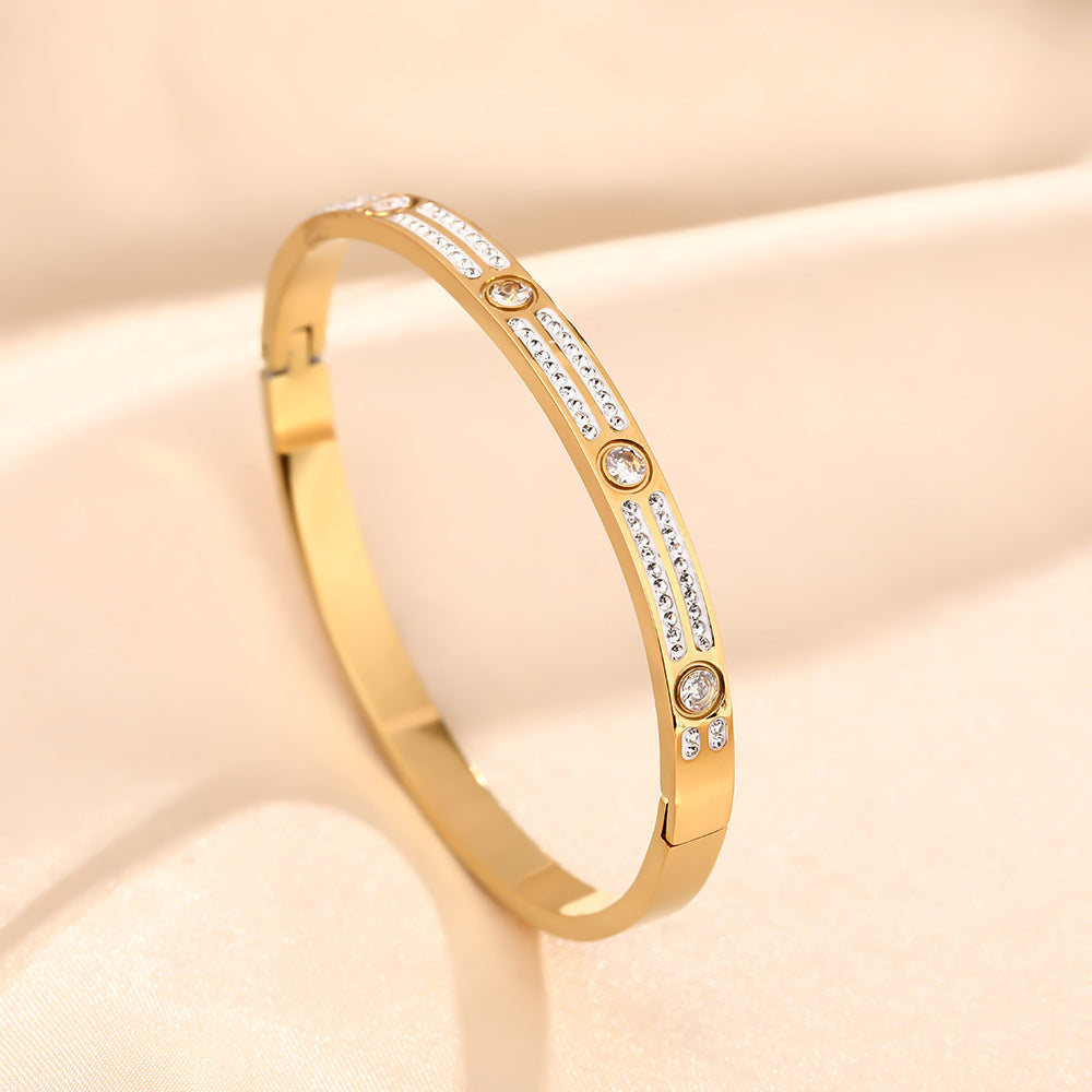 Kajia Gypsy two-row diamond bracelet, popular big names in men, women and Europe, new bracelet titanium steel rose gold