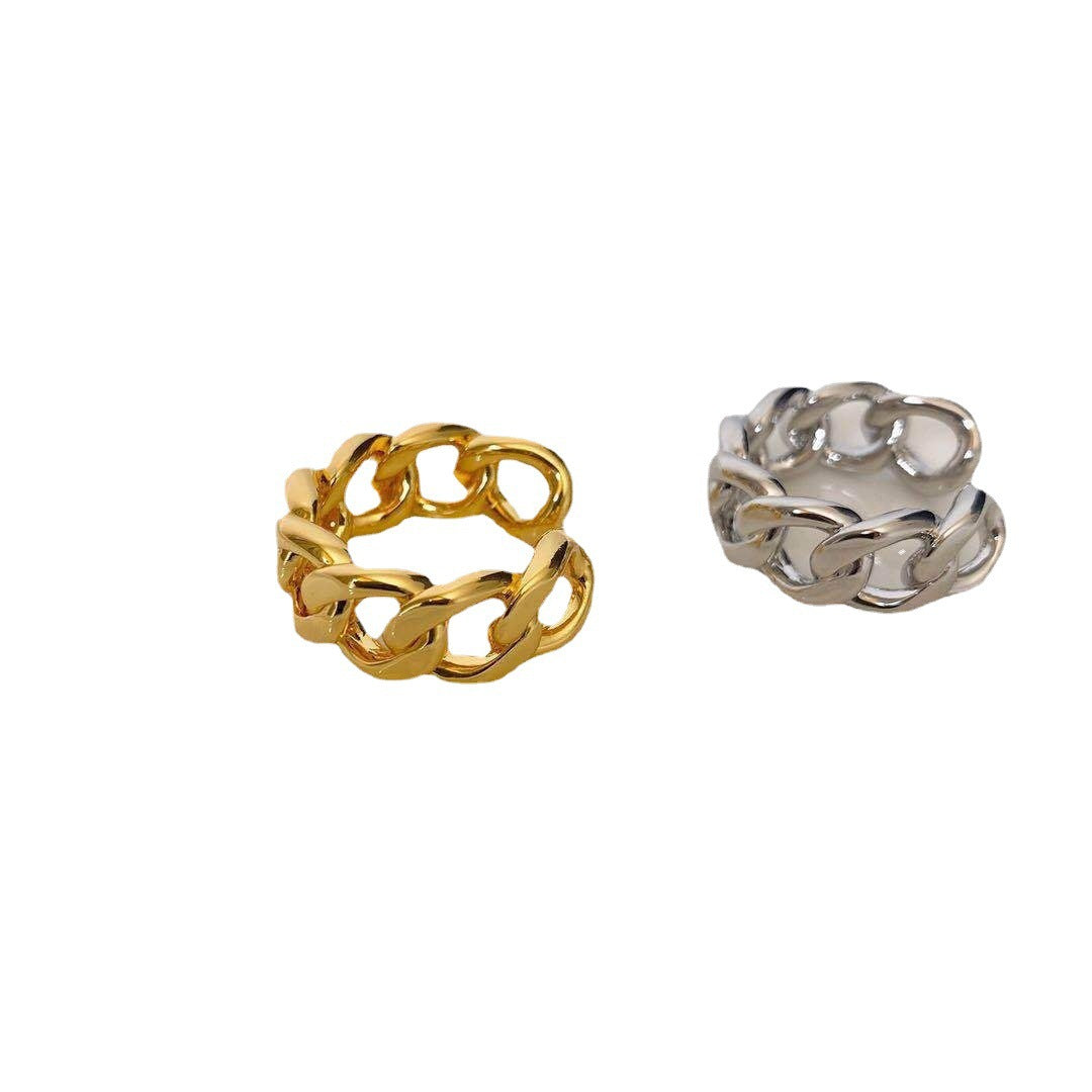 Light luxury exaggerated braided chain opening ring European and American niche design adjustable rings