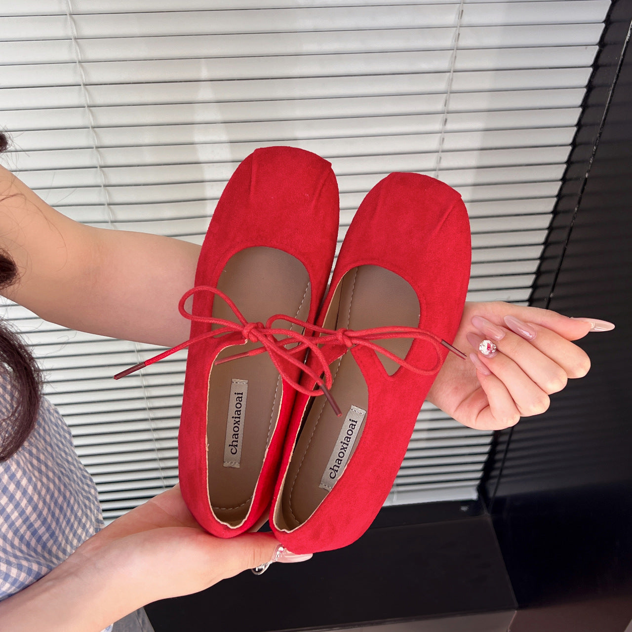 Vintage casual inner heightening single  beanie shoes women's  summer lace-up bow leather shoes comfortable ballet Mary Jane shoes