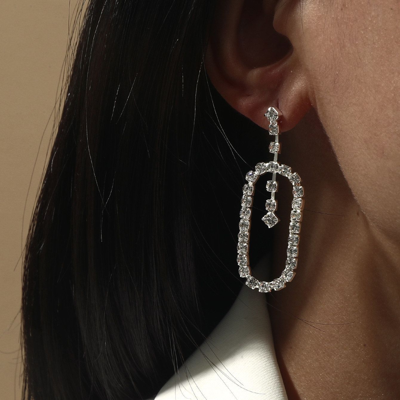 DINGKA popular, high-end geometric design earrings for women, shiny diamond-encrusted small stud earrings, elegant trendy ear jewelry