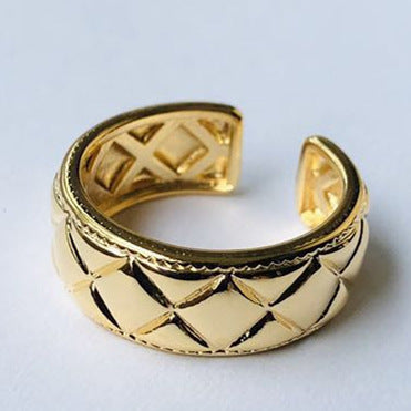 Japan and South Korea exquisite luxury plaid geometric opening metal rings temperament design sense letter index finger ring wholesale