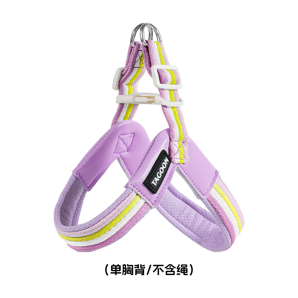 New pet leash, rainbow color dog walking leash, light and breathable, convenient chest strap, spot dog chest back  dog toy