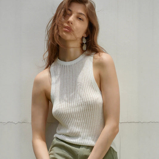 Knitted vest European and American summer sexy babes pit strip hollow vest slim sleeveless knitted top  t-shirts