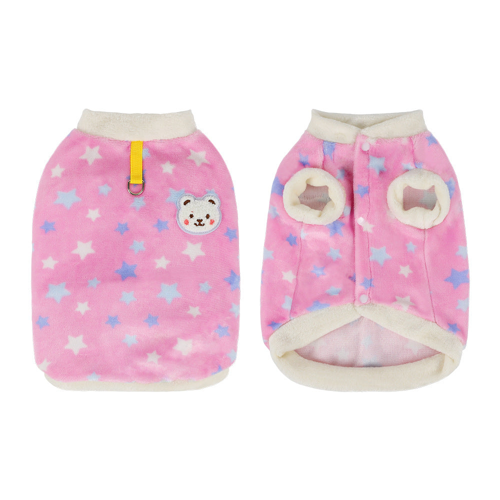 Cute autumn and winter dog bear vest vest vest can be towed simple wind small dog cat pet clothes  dog toy