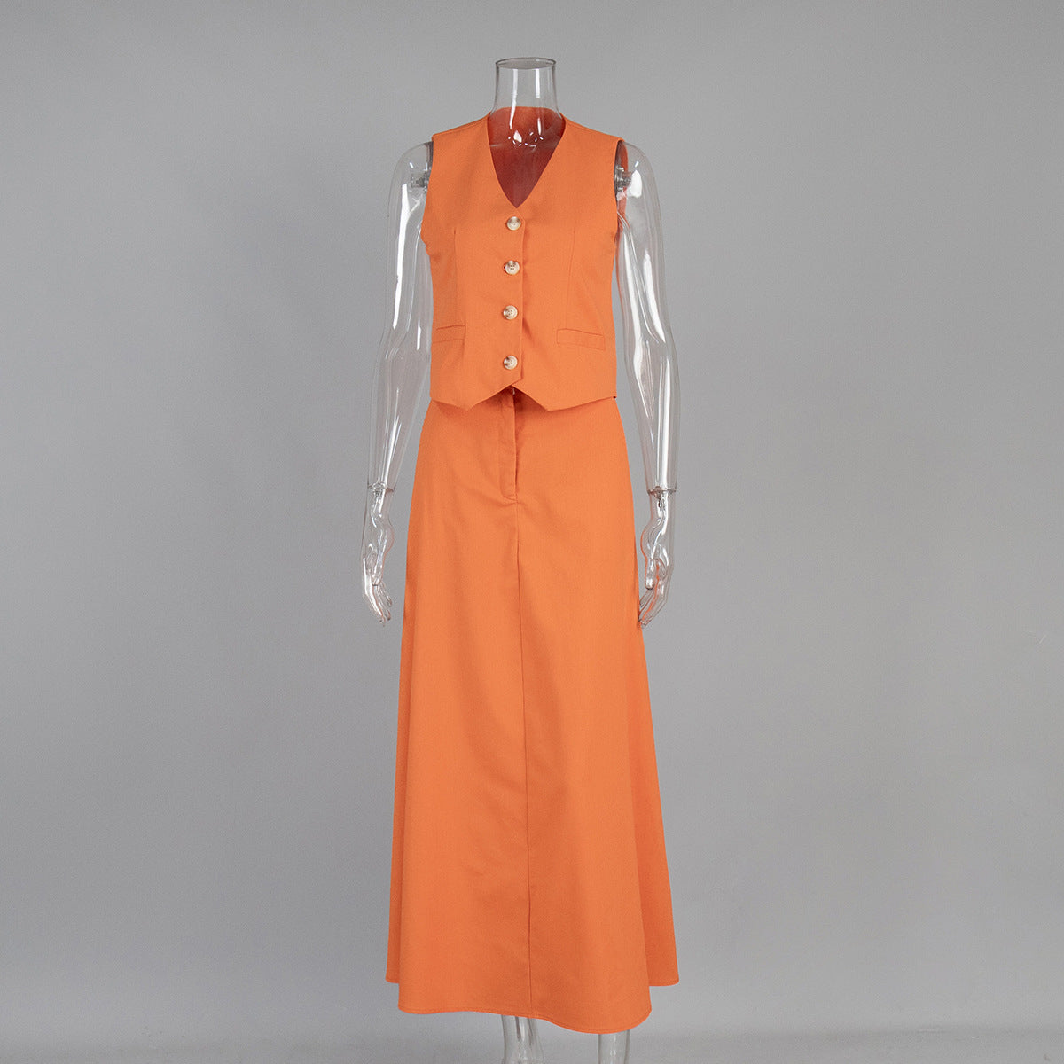 Cotton and linen vest skirt suit women's European and American summer new vest + large swing skirt casual suits