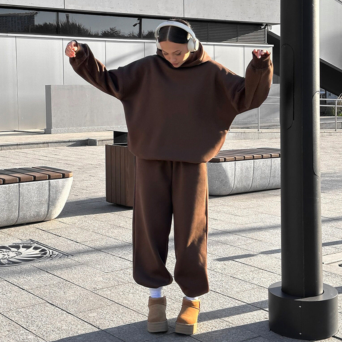 Cross-border sweater set autumn and winter new women's casual comfortable sports style hoodie pants sweater set  suits