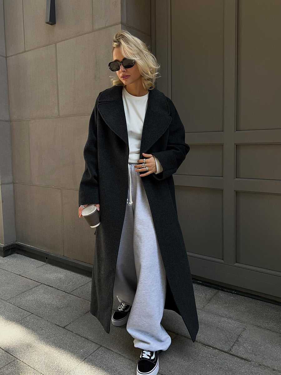 Wool woolen coat for women, Europe, America, autumn and winter loose with rotator sleeves, wool double-sided woolen Maillard coat  jackets