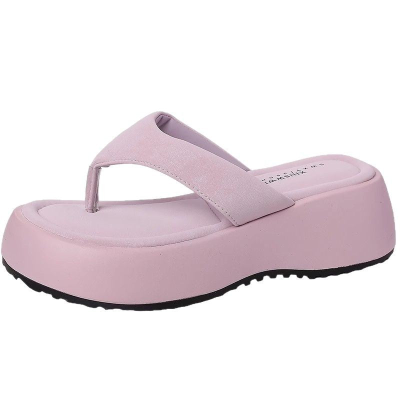 Fashion Internet celebrity popular thick-soled flip-flops women's summer wear  new versatile casual soft-soled cool slippers