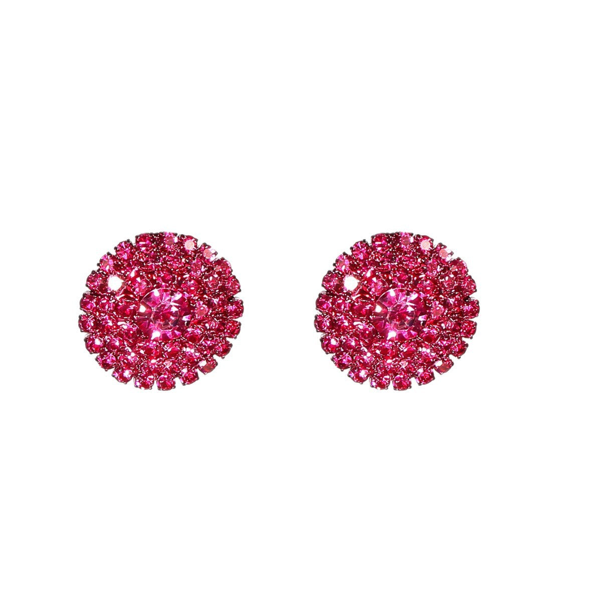 DINGKA explosive rhinestone geometric round women's earrings, a pair of versatile exquisite circles