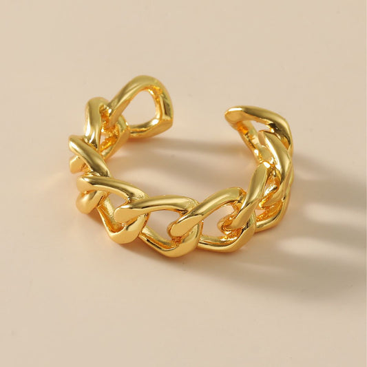 Light luxury exaggerated braided chain opening ring European and American niche design adjustable rings