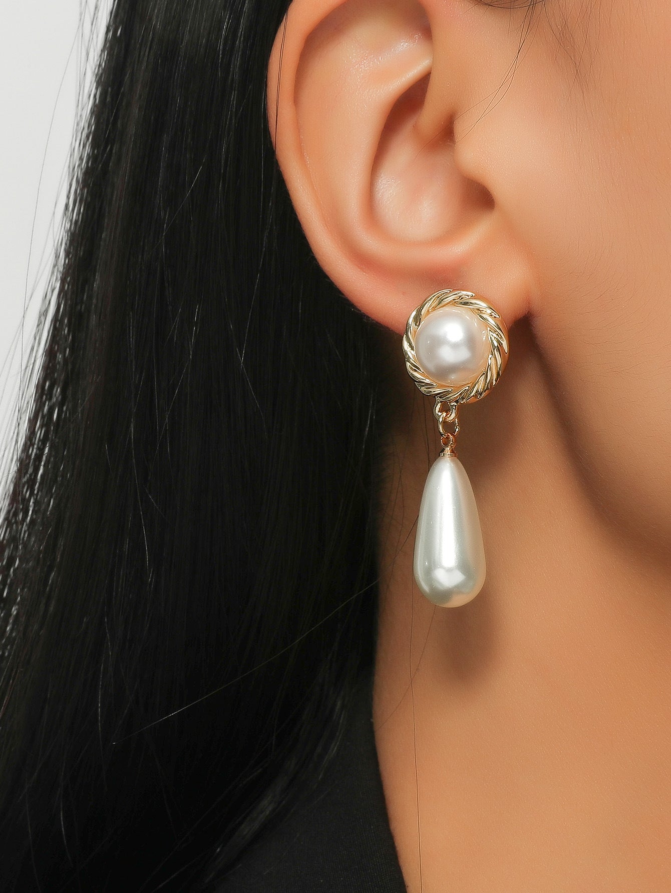 Dichka fashion geometric pearl zircon crystal long fringed earrings women's high-end luxury temperament stud earrings earrings