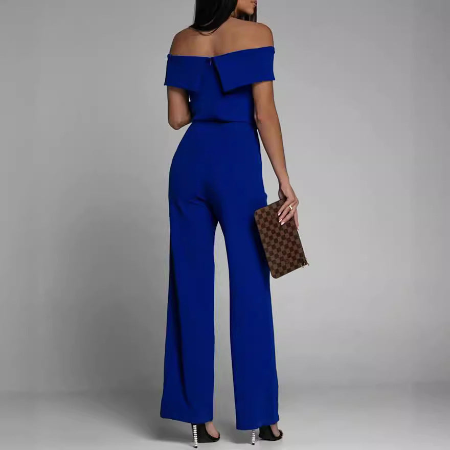 New European station women's pants solid color tube top slim jumpsuit cross-border supply suits