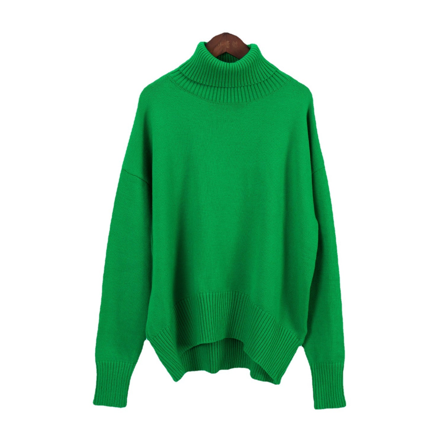 turtleneck sweater women's European, American autumn and winter loose sweater classic versatile solid color pullover sweater