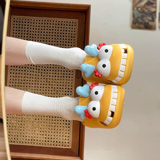 Funny personality hole shoes women's outer wear cartoon cute student indoor non-slip home bag head cool slippers summer