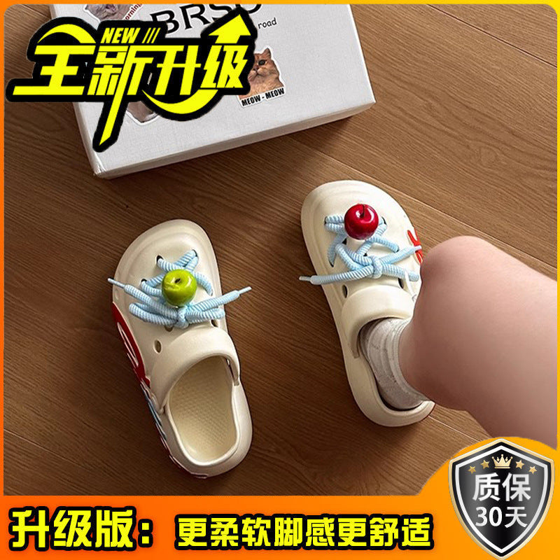 Cartoon platform hole shoes summer fashion outerwear doll muffin bottom heightening beach sandals girls bag head slippers