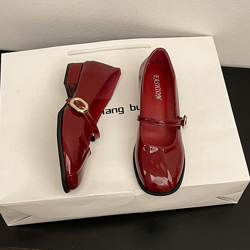 French small fragrant style versatile small leather shoes women's  summer new casual single beanie  shoes evening evening breeze with skirt Mary Jane shoes