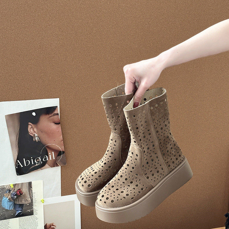 Hollow breathable short boots children's summer thin  new flat-bottomed casual Martin boots Birkenstock hole cool boot shoes