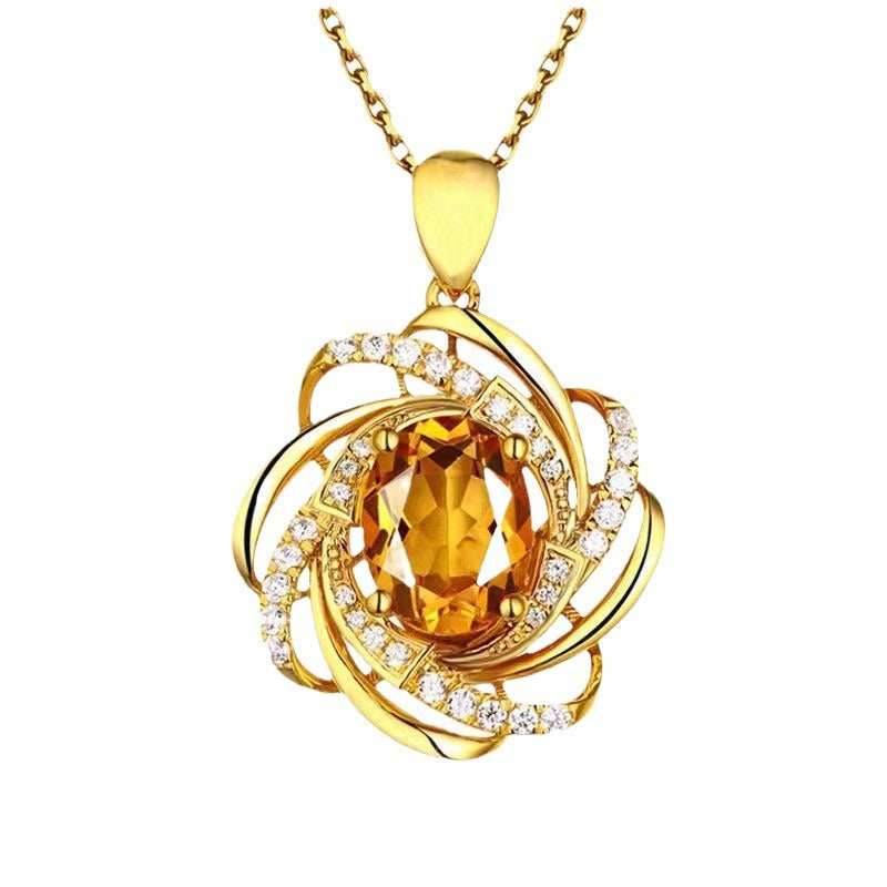 Accessories Pendants Necklace Wholesale Women's Niche Design Valentine's Day European and American Fashion Flowers Sapphire Collarbone Chain
