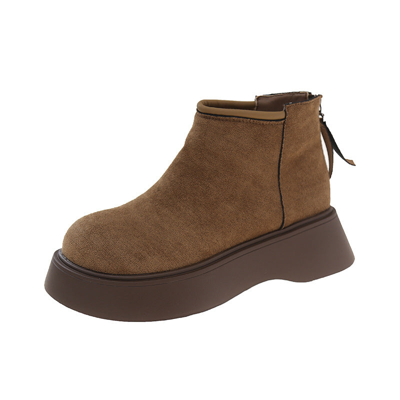 British style casual versatile matte short boots women's autumn and winter new outer wear heightening thick-soled bare boots Martin boot shoes