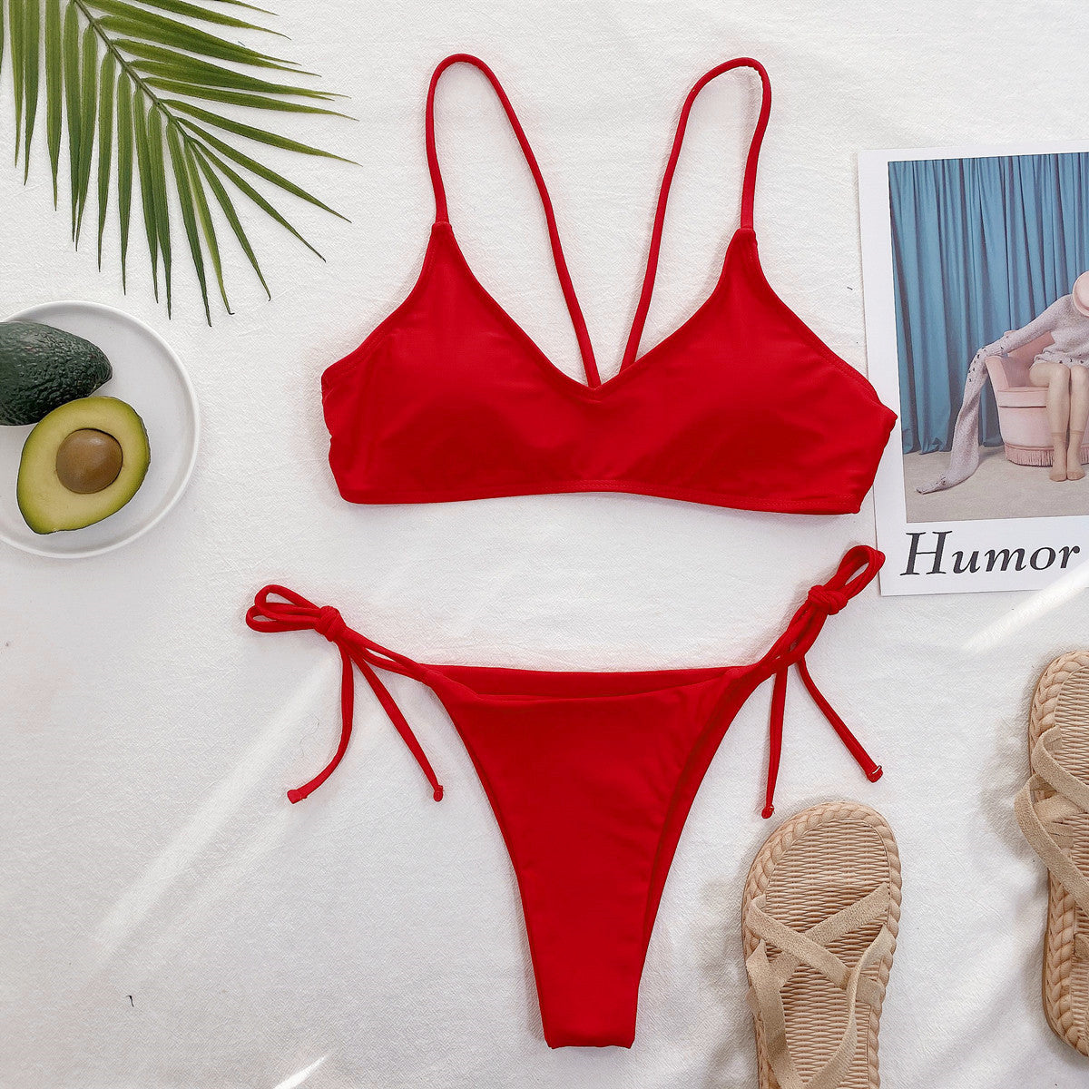 new bikini European and American sexy solid color strap swimsuit independent station split swimsuits