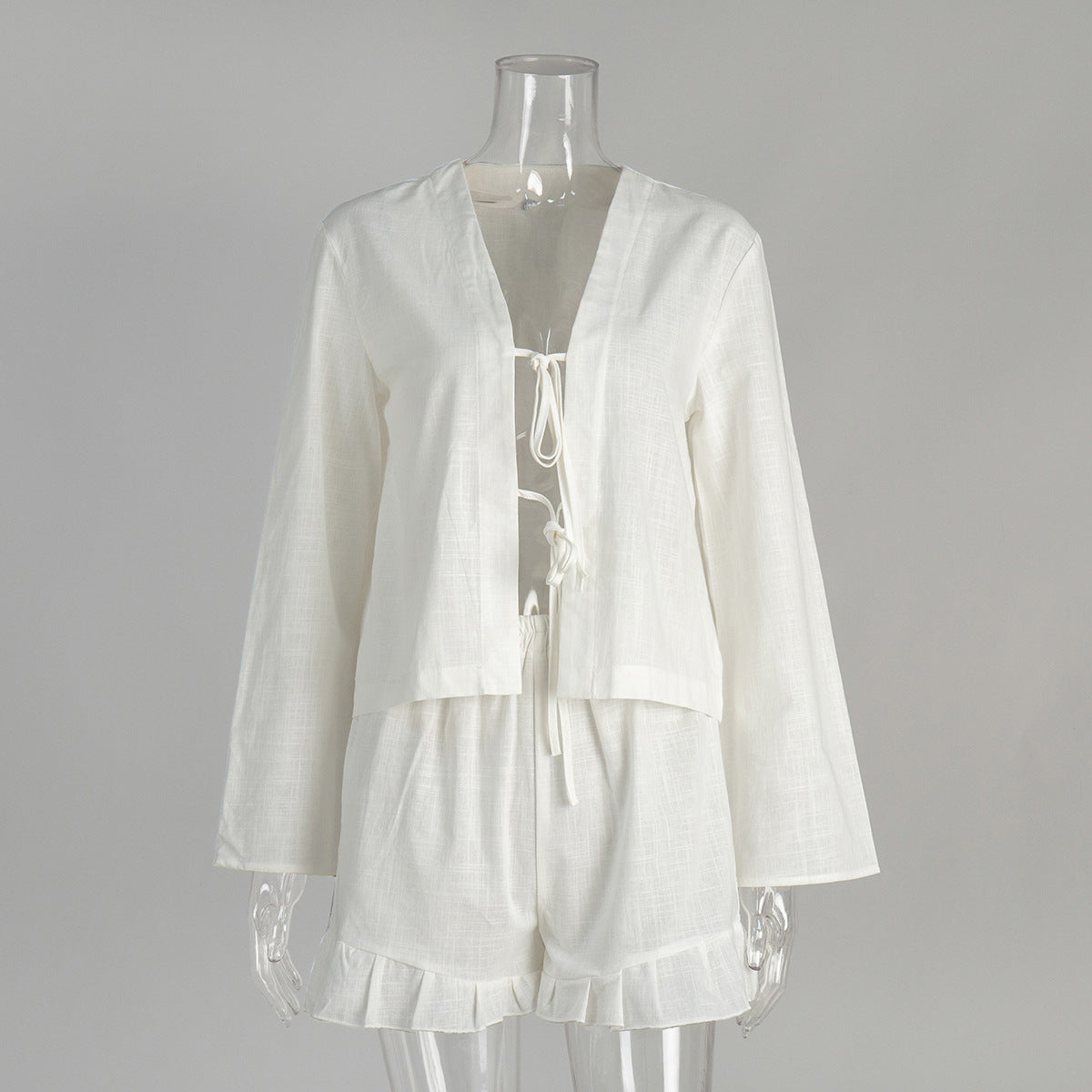Cross-border pure cotton strap cardigan + shorts set European and American spring and summer new loose casual shorts set women  suits