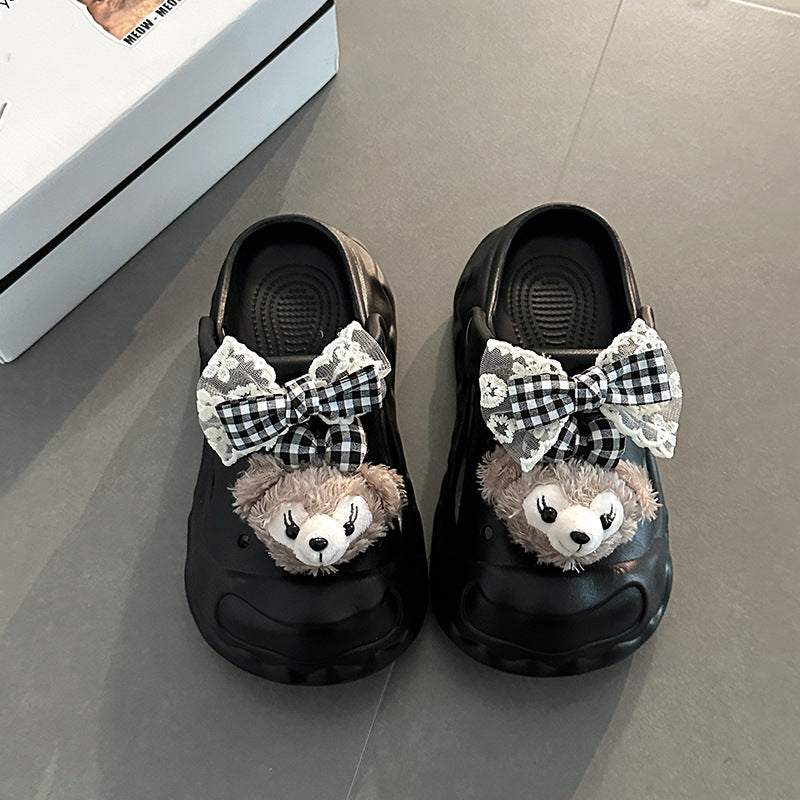 Cute casual platform slippers women's summer fashion outer wear heightening versatile sandals cartoon simple wear-resistant hole shoes