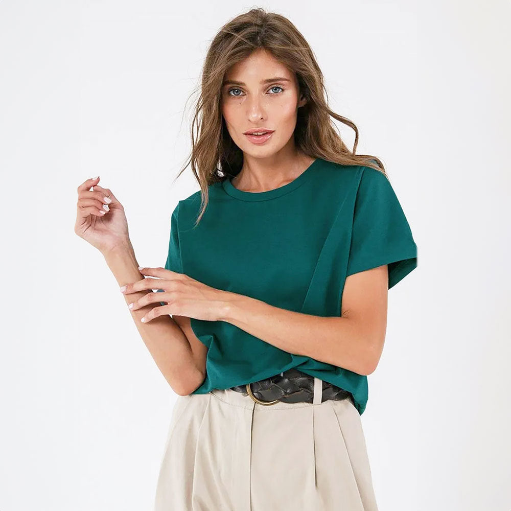 Short-sleeved T-shirt European and American summer new women's fashion casual home commuting versatile round neck short-sleeved T-shirt