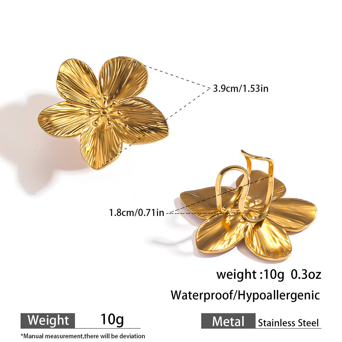 Malt stainless steel non-fading flower rings female three-dimensional opening design ring exaggerated European and American jewelry