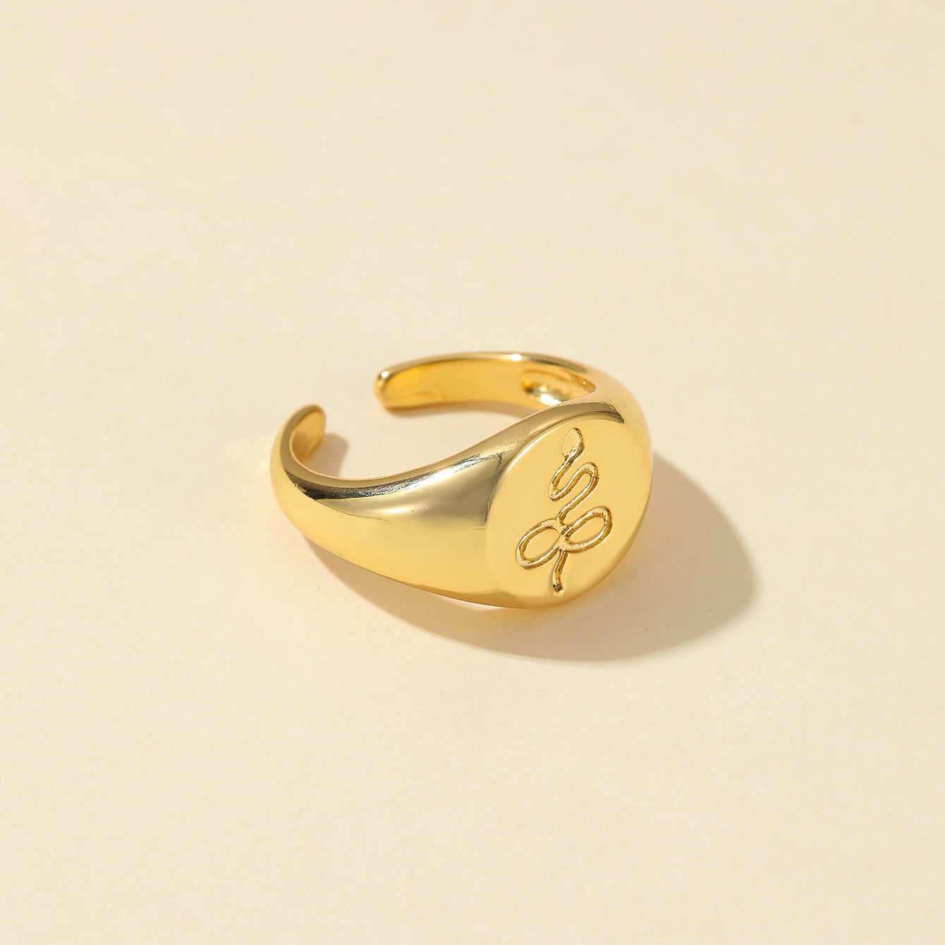 European and American glossy oval opening adjustable ring women's fashion light luxury retro simple versatile index finger rings