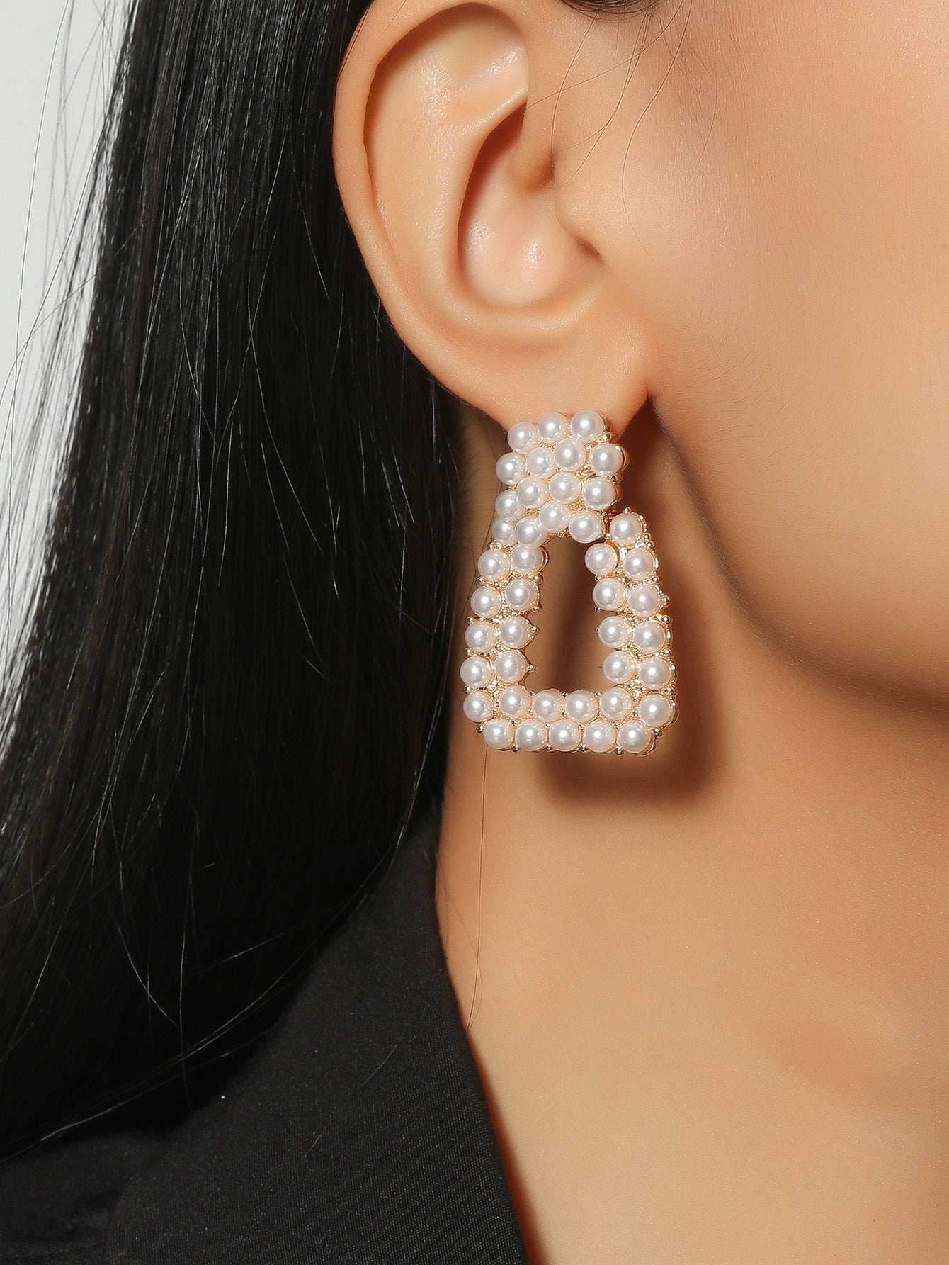 Dichka fashion geometric pearl zircon crystal long fringed earrings women's high-end luxury temperament stud earrings earrings