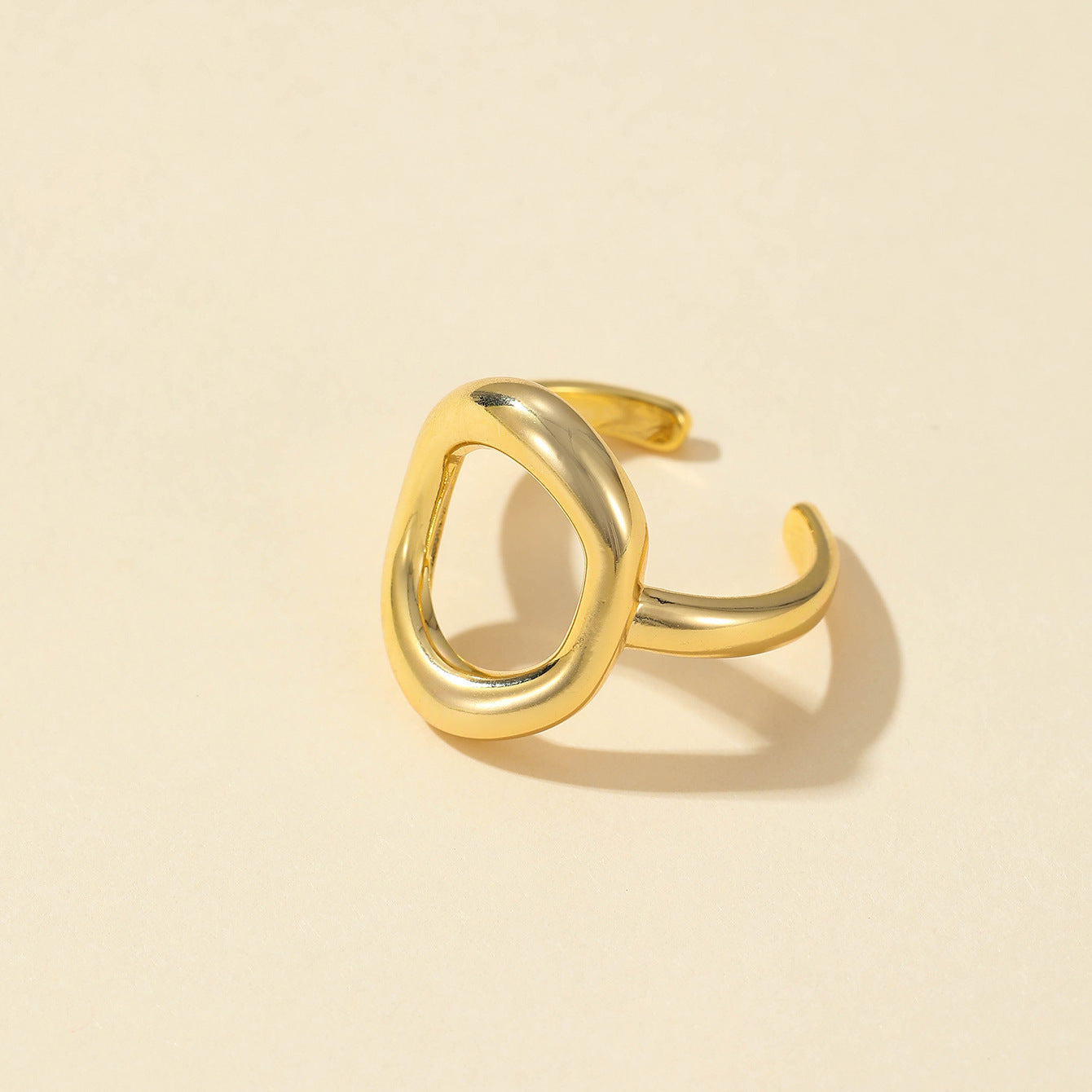 European and American hollow irregular geometric oval open ring women's fashion simple daily versatile index finger rings