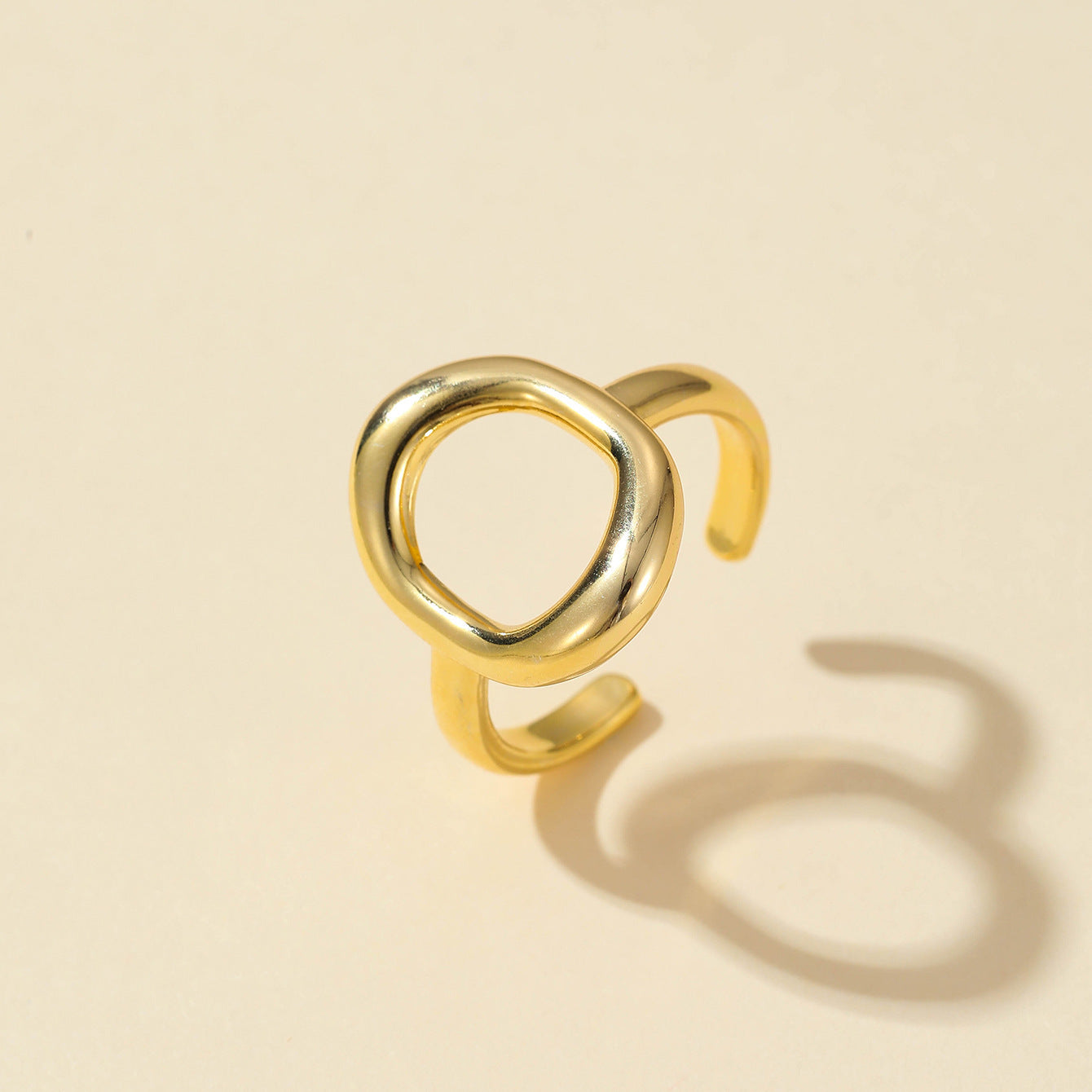 European and American hollow irregular geometric oval open ring women's fashion simple daily versatile index finger rings