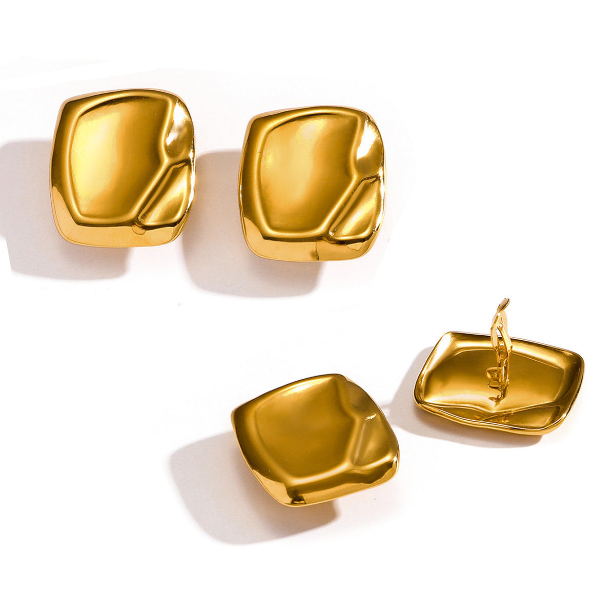 Malt stainless steel titanium steel geometric ear clips premium sense niche ins earrings earrings hot-selling earrings
