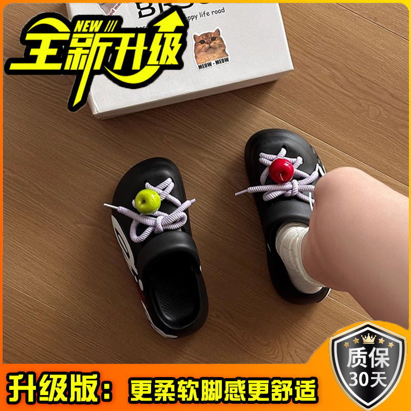 Cartoon platform hole shoes summer fashion outerwear doll muffin bottom heightening beach sandals girls bag head slippers