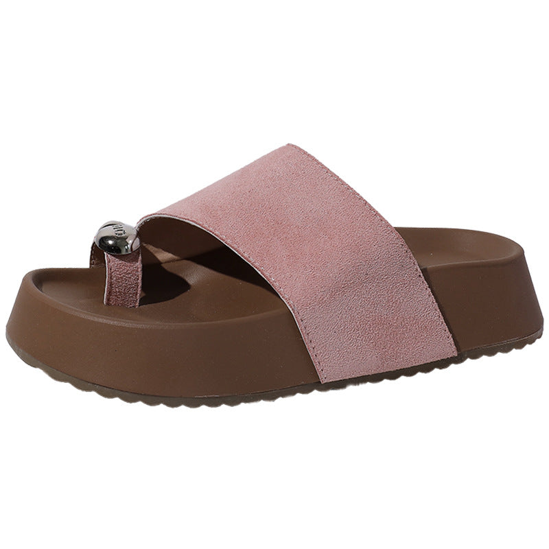 Flat bottom one-word toe slippers women's summer wear  spring new skirt beach cool slippers comfortable and versatile