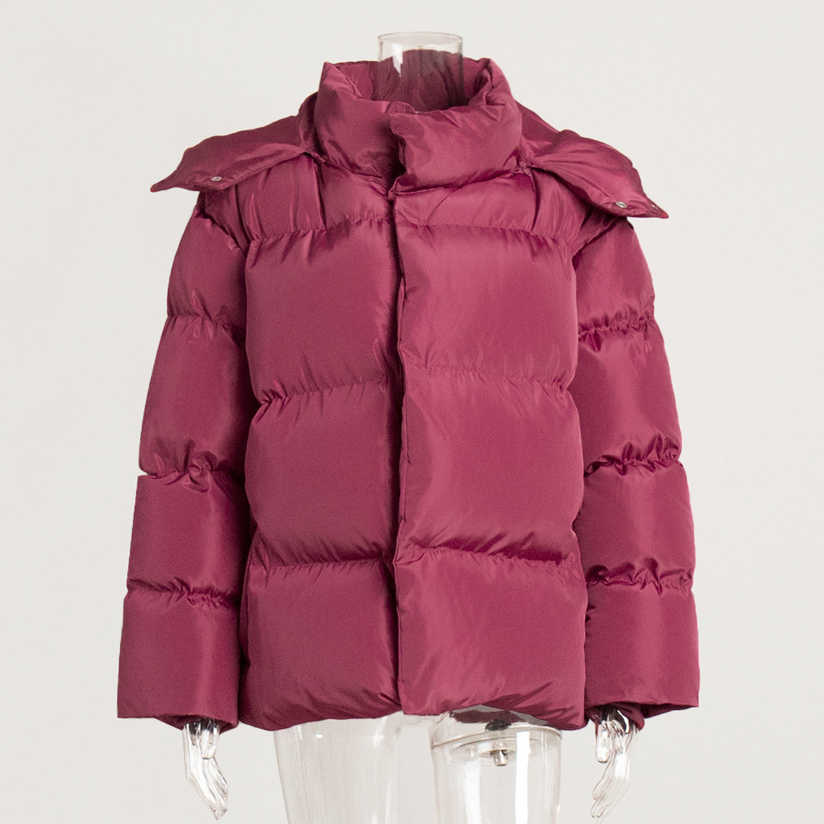 Padded jacket women's winter European and American new padded jacket loose padded jacket solid color hooded padded coat jackets