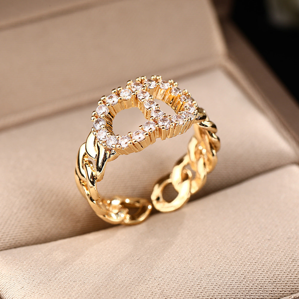 Cross-border hot sale letter rings female personality ins Internet celebrity same rings fashion design sense versatile jewelry