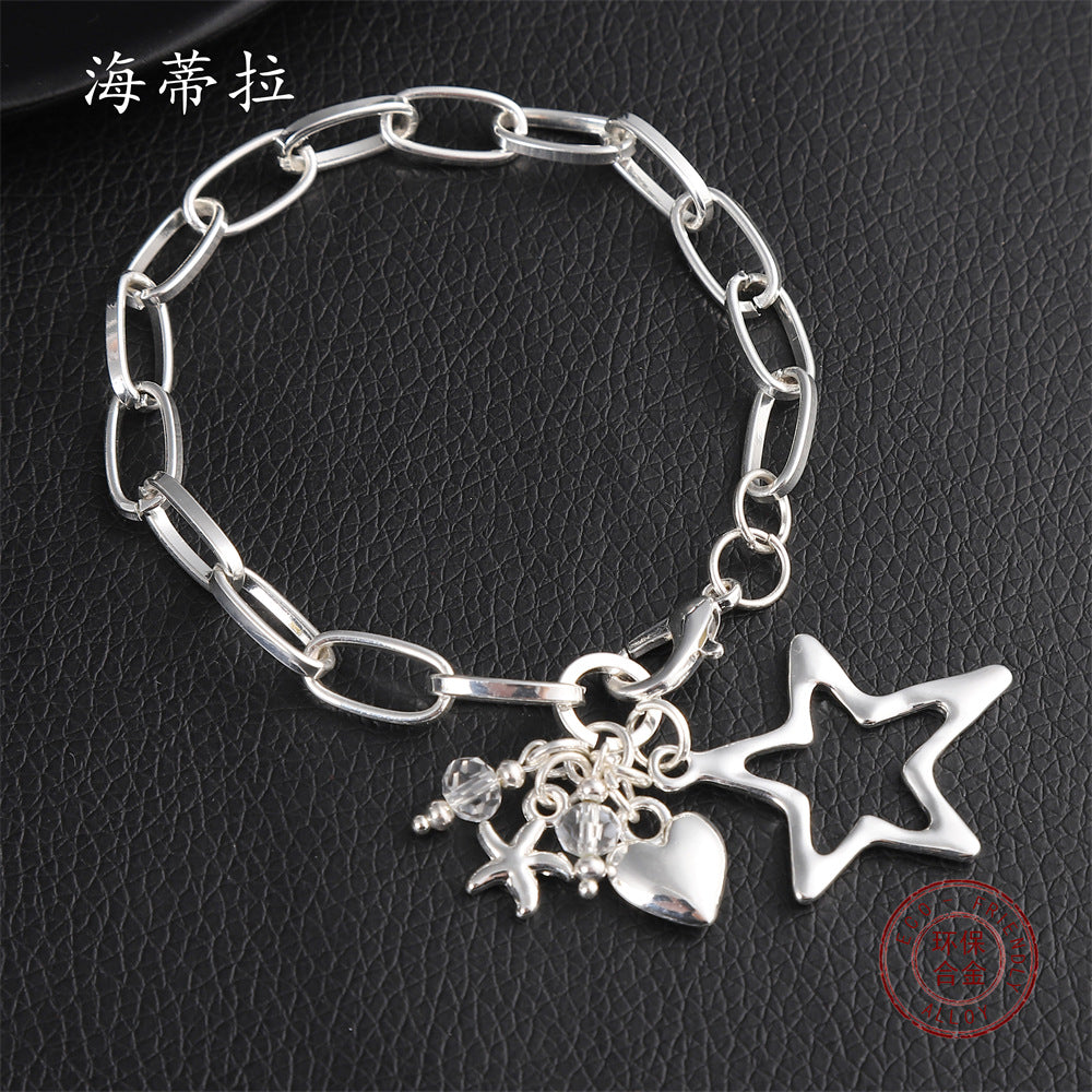 New creative thick chain love star multi-accessory bracelet cute five-pointed star pendant couple bracelet