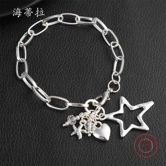 New creative thick chain love star multi-accessory bracelet cute five-pointed star pendant couple bracelet