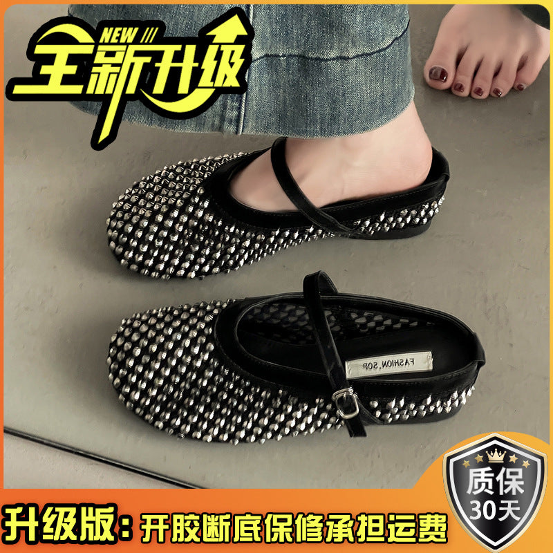 fashion new French rhinestone  head half slippers women  summer new wear Mary Jane shoes cool slippers