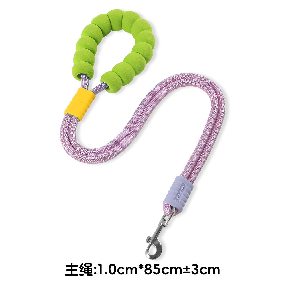 Dog leash, crossbody cloud bubble foam grip contrasting color P rope, puppy out pet walking dog rope